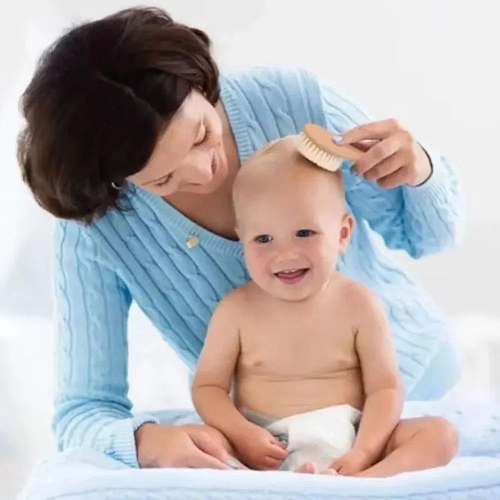 3 pezzi pettine per spazzola in legno per neonato in lana per neonato spazzola per capelli per neonato massaggiatore per testa pettine portatile spazzola per capelli pettine da bagno
