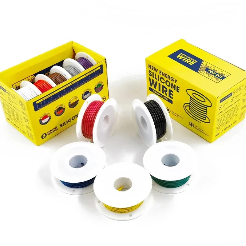 Cavo flessibile in silicone 30/28/26/24/22/20/18/16 AWG, cavo a trefoli, fili elettrici in rame stagnato
