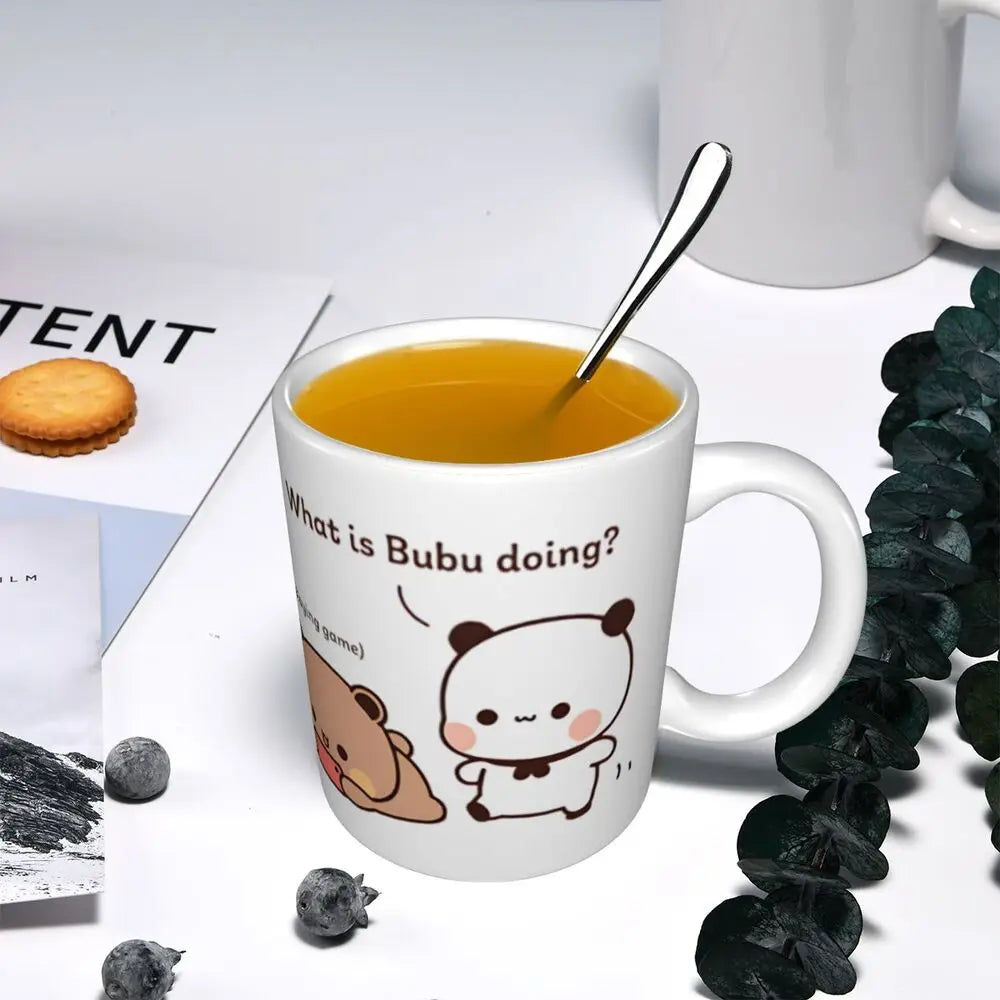 Tazze personalizzate per coppia Bubu Dudu Panda e Brownie Bear Tazza da caffè per tè al latte in ceramica fai-da-te