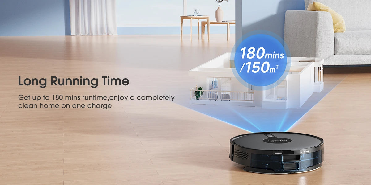 Lubluelu B40 Robot Aspirapolvere e Lavapavimenti, Aspirazione Potente 5800Pa, 180 Minuti di Autonomia, Controllo APP, Mappatura Intelligente, 34 Zone Proibite