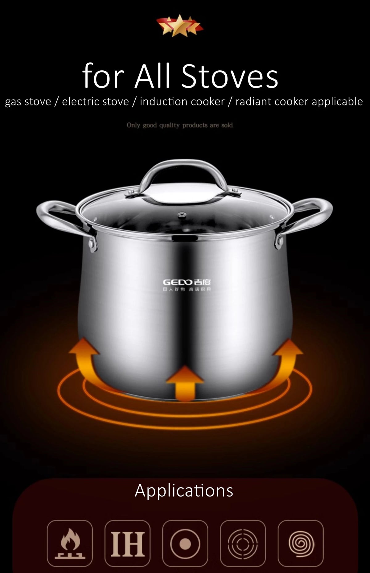 Pentola in acciaio inossidabile 304 da 24 cm di diametro Certificazione LFGB Pentola per stufato Pentola ultra spessa Stampaggio integrato Pentola per bollitura da cucina