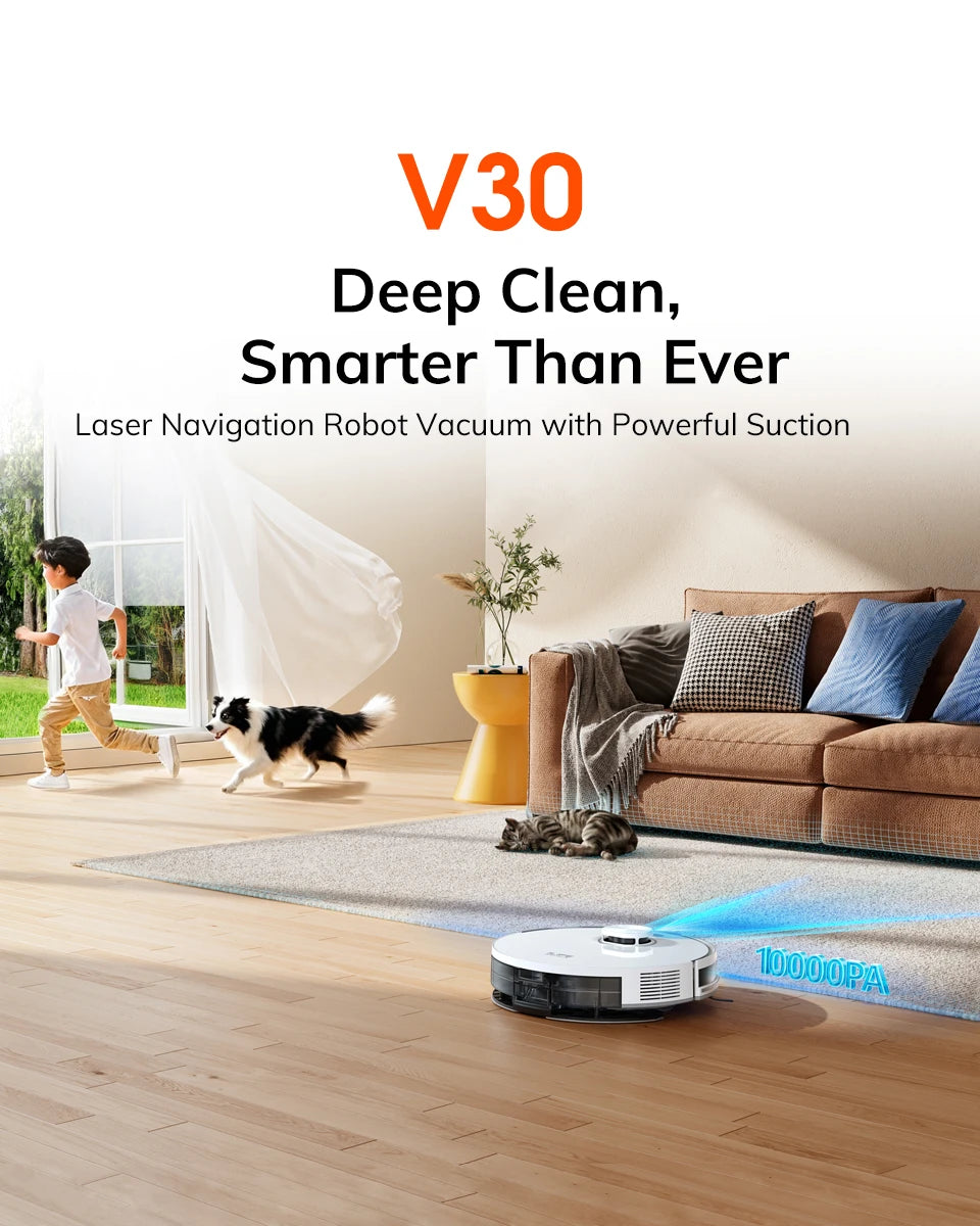 Robot Aspirapolvere ILIFE V30, Navigazione Laser, Aspirazione 10000Pa, Fino a 150 Minuti di Autonomia, Controllo APP, Pulizia Personalizzabile