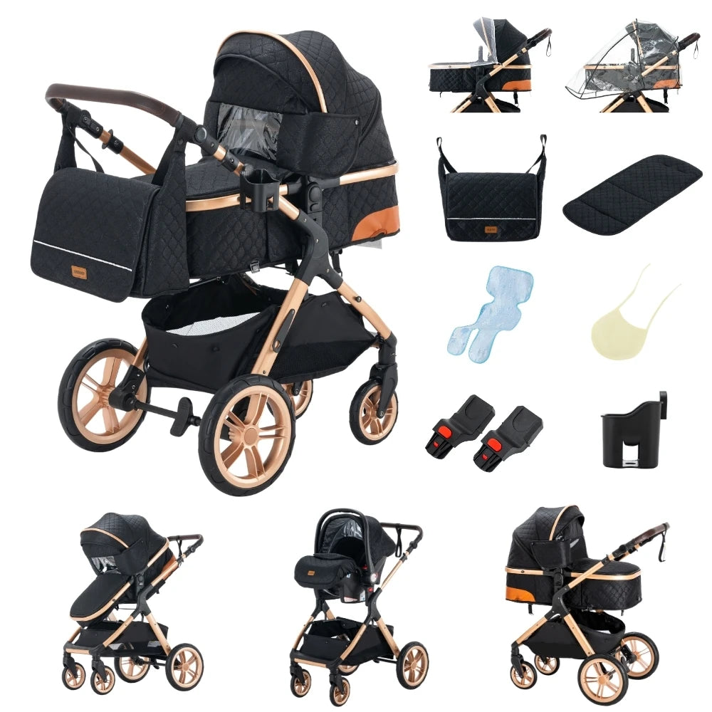 Passeggino 3 in 1 Passeggino multifunzionale Facile da viaggio pieghevole Seggiolino di sicurezza per carrozzina portatile Standard UE Spedizione gratuita