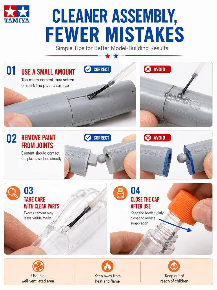 Adesivo in plastica TAMIYA 87012 per modellismo in stirolo, colla di precisione per assemblaggio kit, 20ml