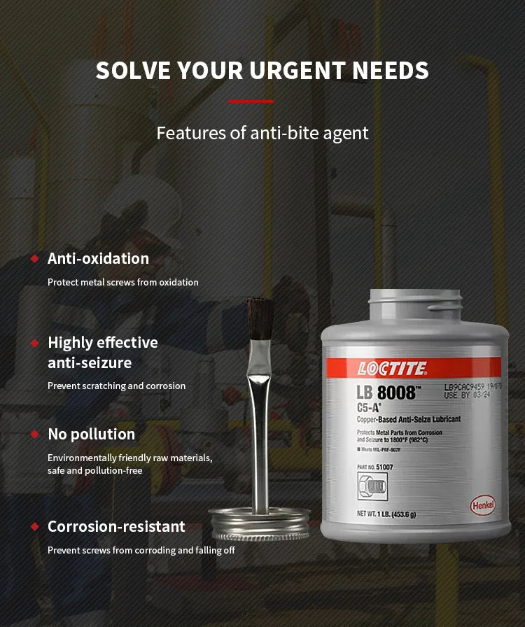 Lubrificante anti-siglia a base di rame Loctite LB 8008 C5-A originale al 100% Grasso per uso generale Lattina da 1 libbra