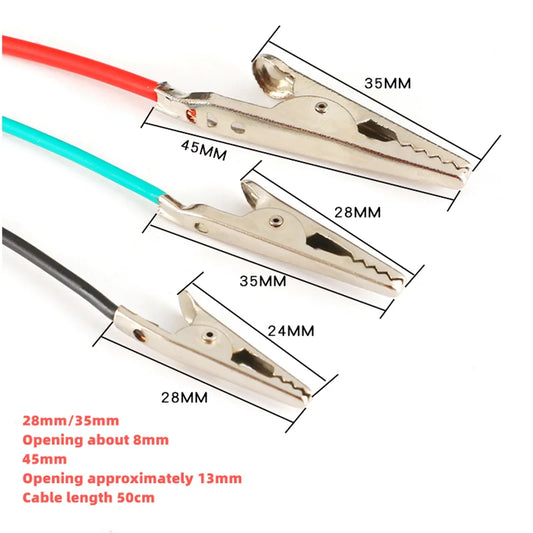 10 pz Colore Coccodrillo Elettrico FAI DA TE Piccola Batteria Cavo di Alimentazione Guaina Morsetto Elettrico Doppia Testa Prova Morsetto.28mm35mm45mm 50 cm