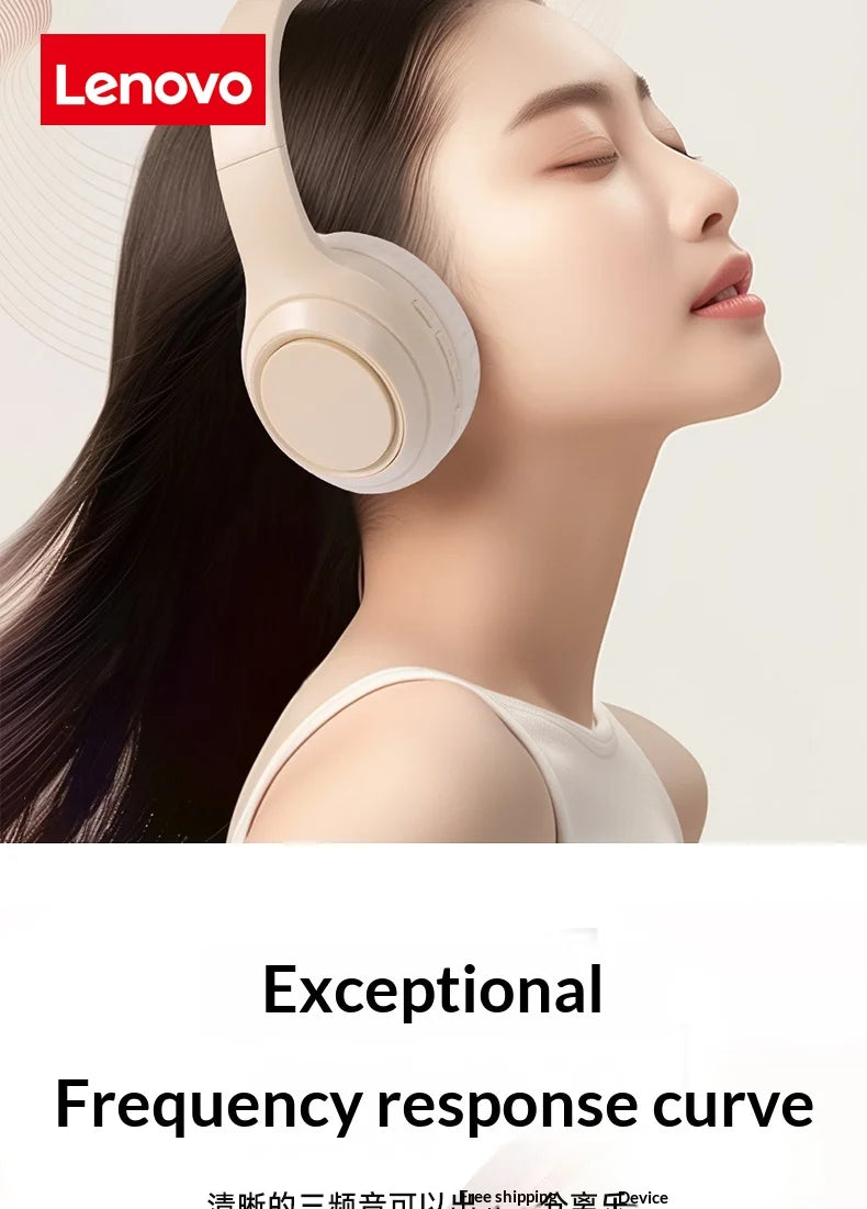 Nuove Cuffie Pieghevoli Wireless Lenovo Over-ear Bluetooth 5.3, Auricolari per Giochi, Cuffie Sportive con Microfono, Auricolari Musicali