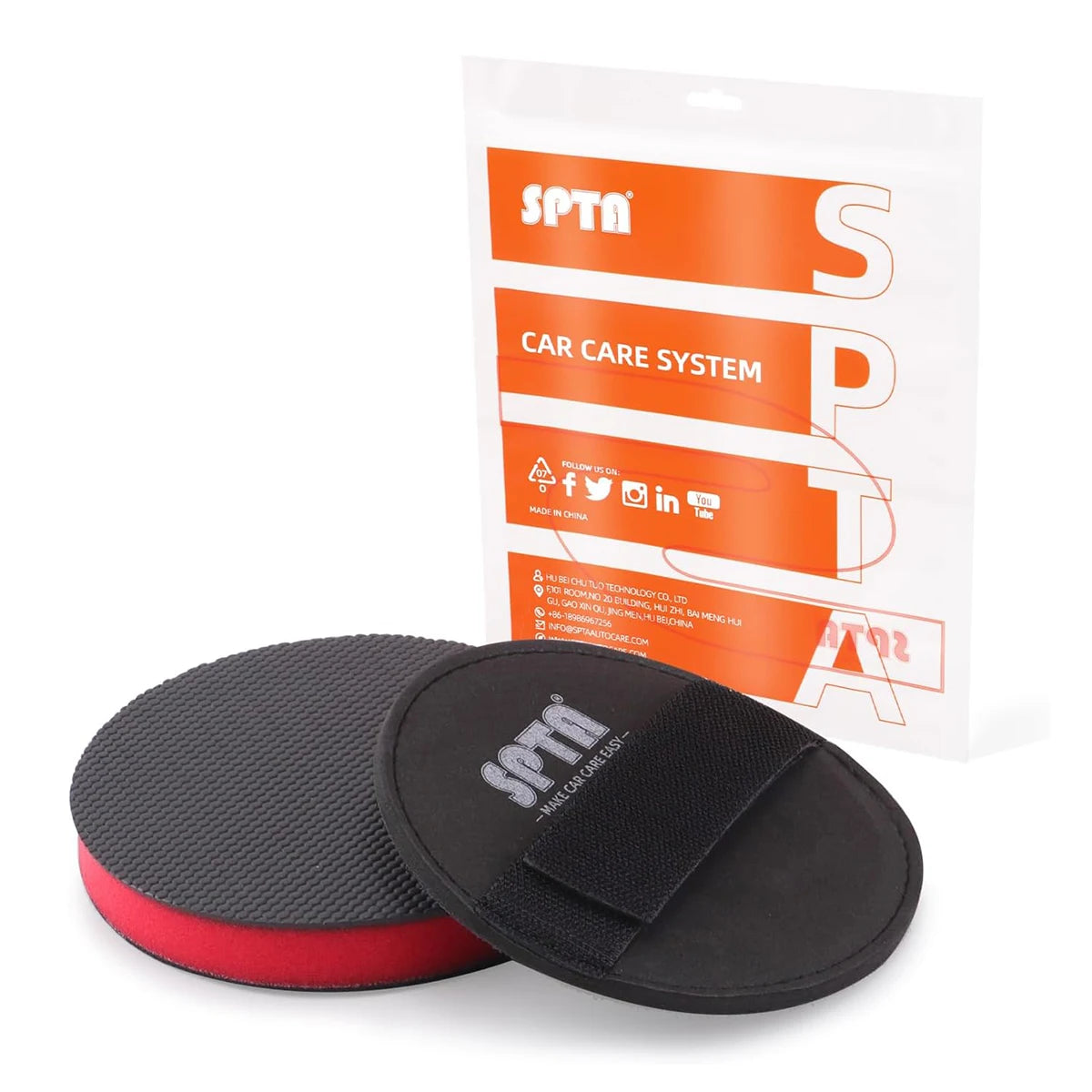 SPTA 1 Set di applicatori per clay bar di media durezza, 1 tampone impugnabile e 1 applicatore per clay bar, per lucidatrice rotativa DA per detailing auto