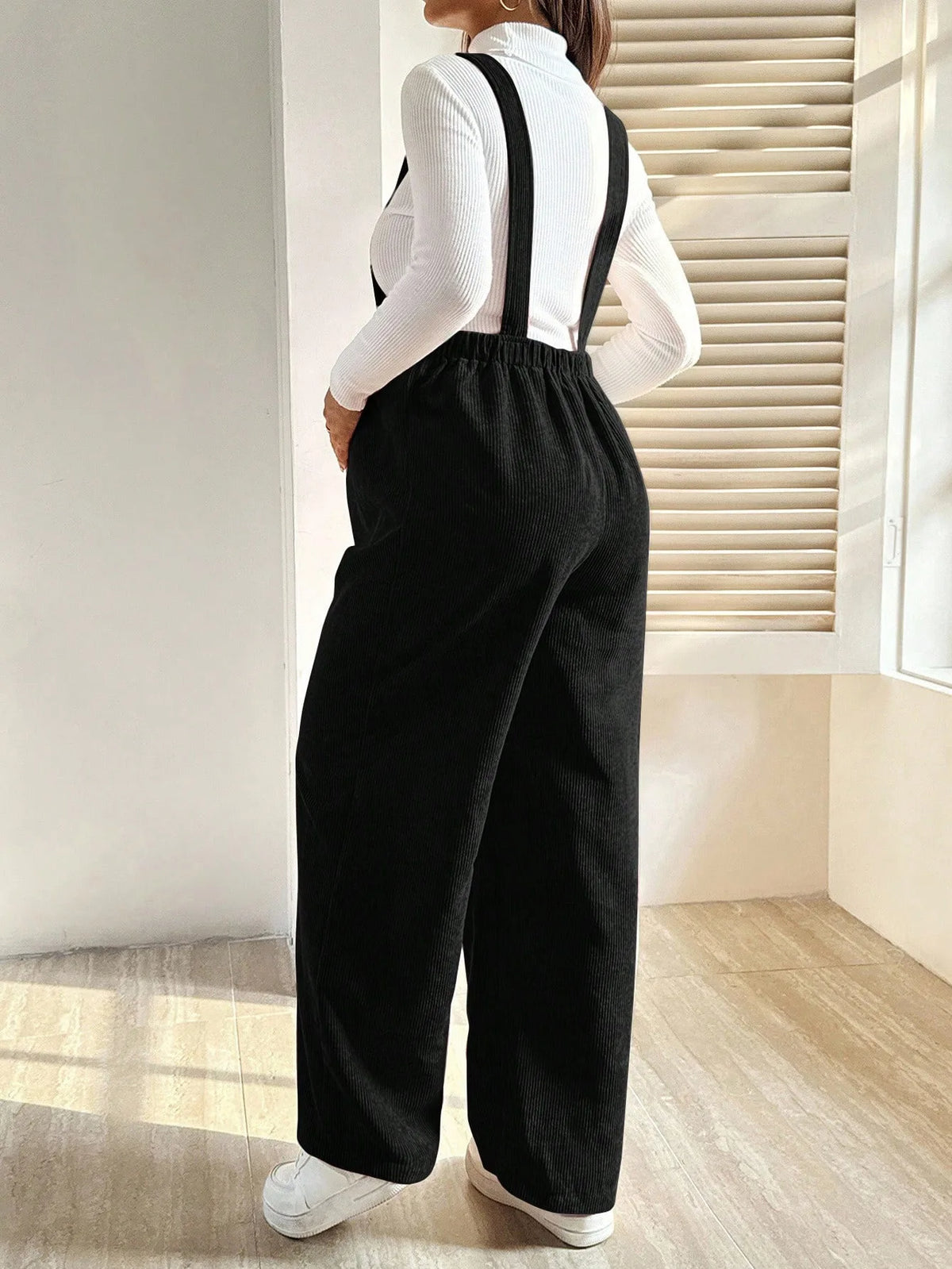 Tuta in Velluto a Coste per Donne in Gravidanza, con Bretelle Regolabili e Gamba Larga, Abbigliamento Casual Primaverile e Autunnale per la Gravidanza