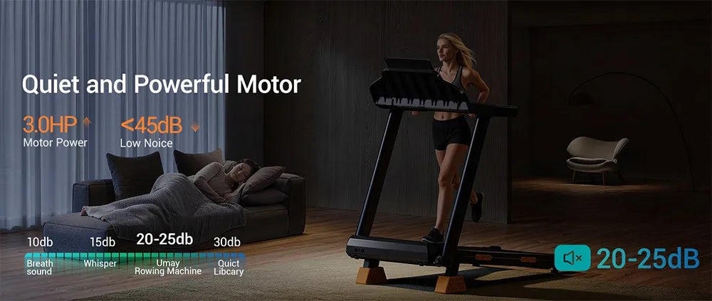 ROBORE SF20 Treadmill Pieghevole per Casa con Inclinazione del 15%, Velocità di 12 km/h, Carico Massimo di 136 kg, Motore Silenzioso Brushless da 3.0HP, Nastro da Corsa 97×40 cm, Tripla Ammortizzazione, Cuscino a 7 Strati