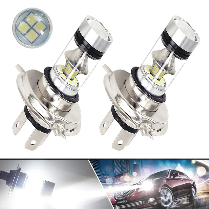 2 pezzi H4 H7 100W LED luci per auto lampadina super luminosa a bassa temperatura faro per auto di marcia diurna guida fendinebbia accessori auto