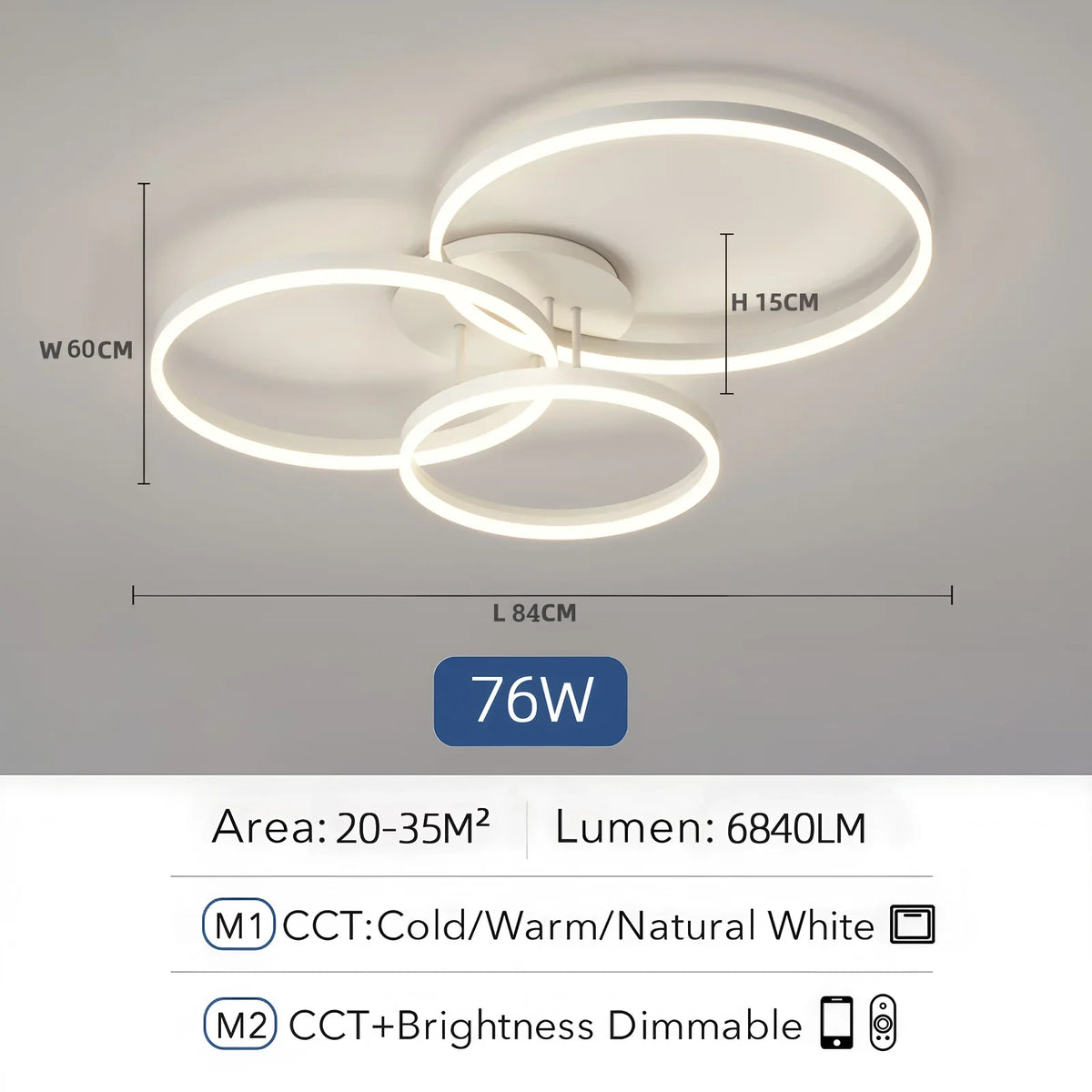 Lampadario a soffitto IRALAN con anello LED e telecomando, luce per soggiorno e tavolo da pranzo, illuminazione in acrilico.