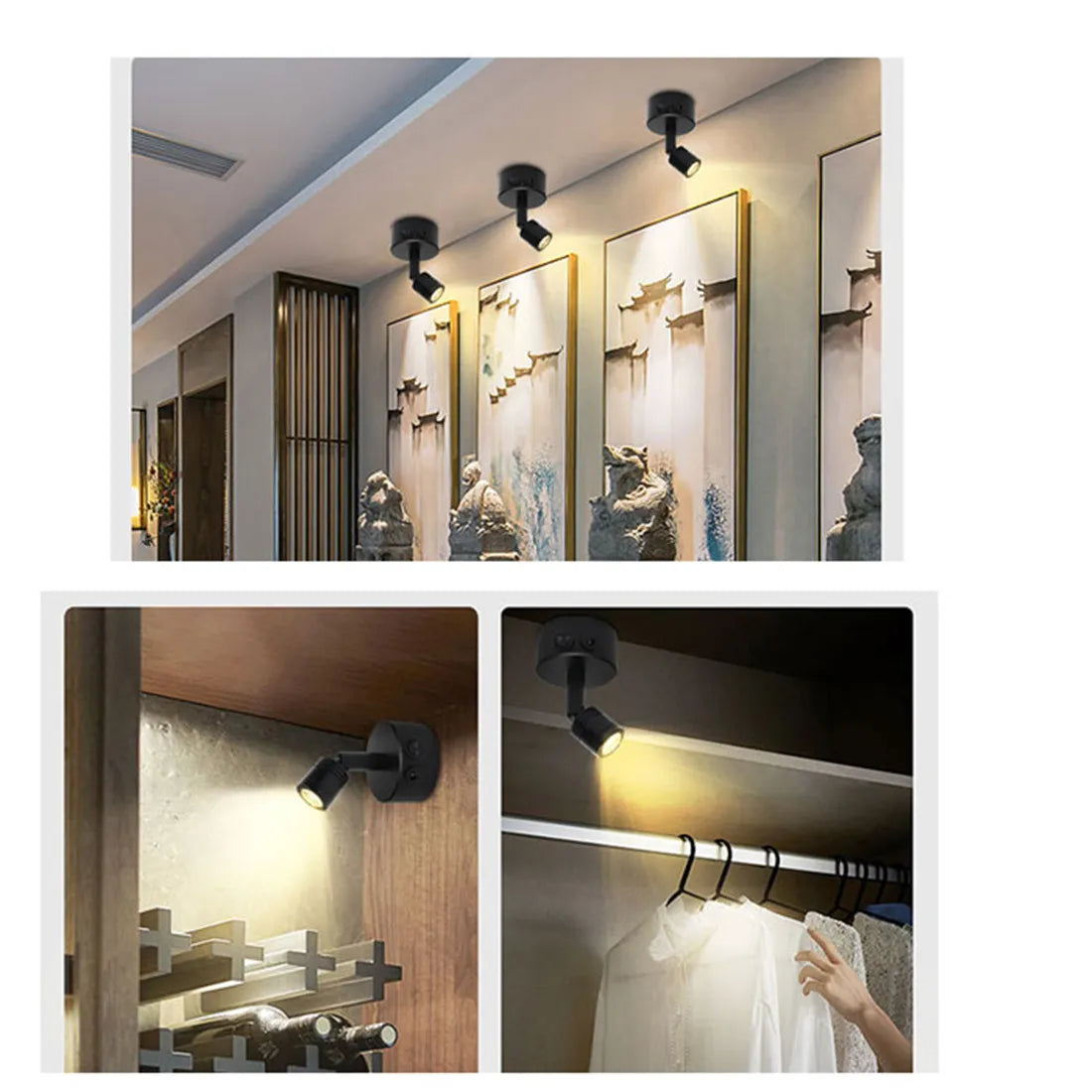 Lampada LED Ricaricabile USB da 3W con Ventosa, Luce d'Accento LED 4000K, Luce Focalizzata per Esposizione, Quadri, Armadi