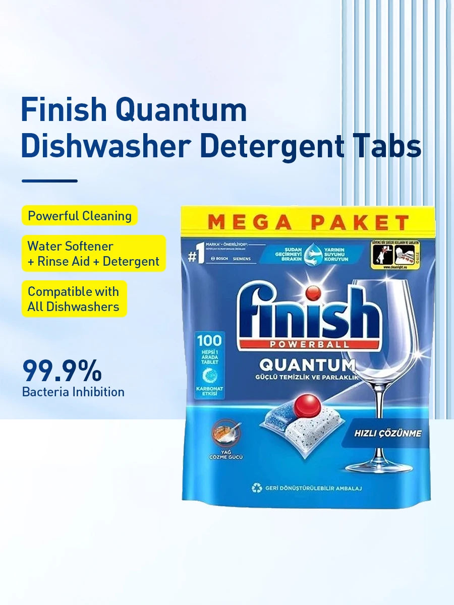 Pastiglie Detergenti Finish Quantum per Lavastoviglie 80/100pz - Potenti Compresse per Pulizia Lavastoviglie per Tutti i Tipi di Lavastoviglie