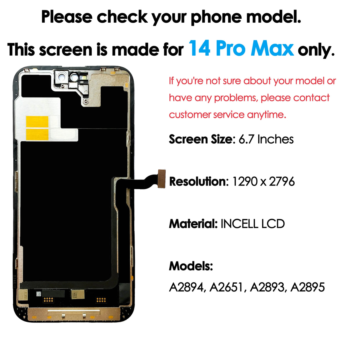 LCD incell AAA di alta qualità per iPhone 14 Pro Max Display Touch 14 promax Sostituzione schermo Digitizer Assembly Parti di riparazione