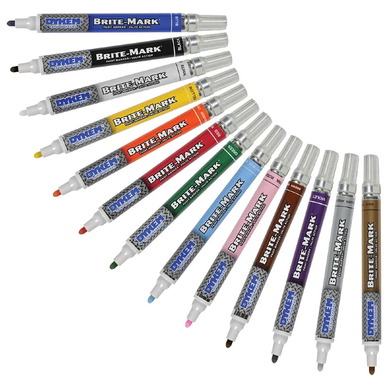 DYKEM BRITE-MARK Pennarello Permanente Medio, Penna Industriale a Rapida Asciugatura per Metallo, Plastica, Gomma, Vetro, Legno