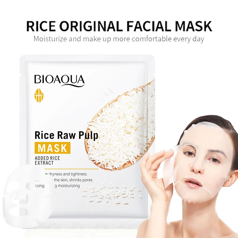 30 pz BIOAQUA Polpa Cruda di Riso Sbiancamento Maschere Per Il Viso Idratante Idratante Anti Rughe Anti-età Maschera Per Il Viso Lenzuola Cura Della Pelle