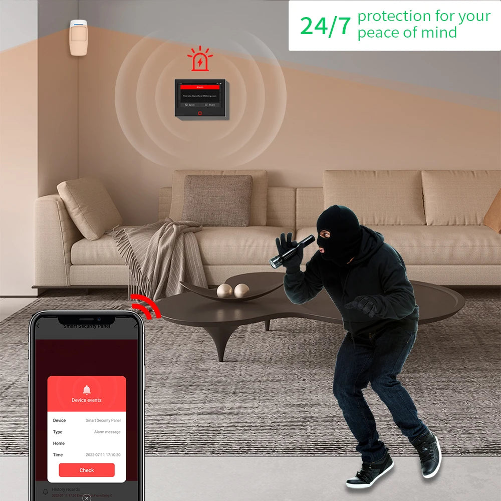 Sistema di allarme domestico Staniot da 7 pollici, wireless, WiFi, 4G, Tuya Smart, kit di protezione di sicurezza con sirena integrata da 115 dB e batteria da 5000 mAh