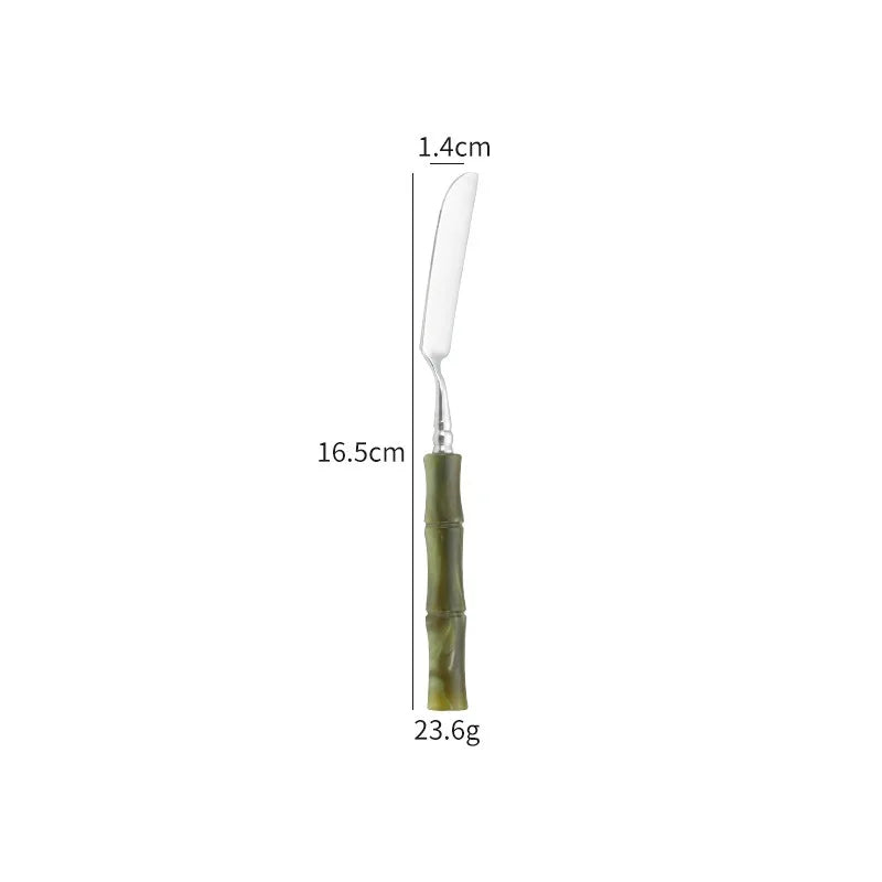 Nuovi posate in resina stile bambù 18/10 in acciaio inossidabile 304 posate classiche set di stoviglie argento blu verde crema trasporto di goccia
