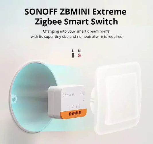 SONOFF ZBMINI L2 Extreme ZigBee Smart Switch Nessun cavo neutro richiesto Interruttore di controllo a 2 vie a 1 banda Funziona vocale Alexa con ZBBridge