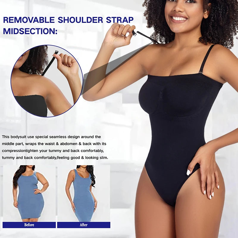 Body senza spalline donna perizoma Shapewear Tummy Control Body Shaper Off spalla top un pezzo vita Trainer intimo Skinny