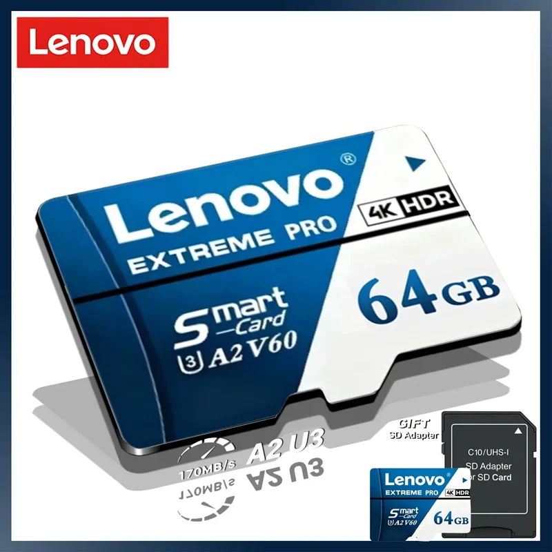 Scheda Micro SD Lenovo 1TB 512GB, scheda SD ad alta velocità 256GB 128GB, scheda TF UHS‑I, scheda di memoria impermeabile per dash cam, telecamere di videosorveglianza, Nintendo Switch.