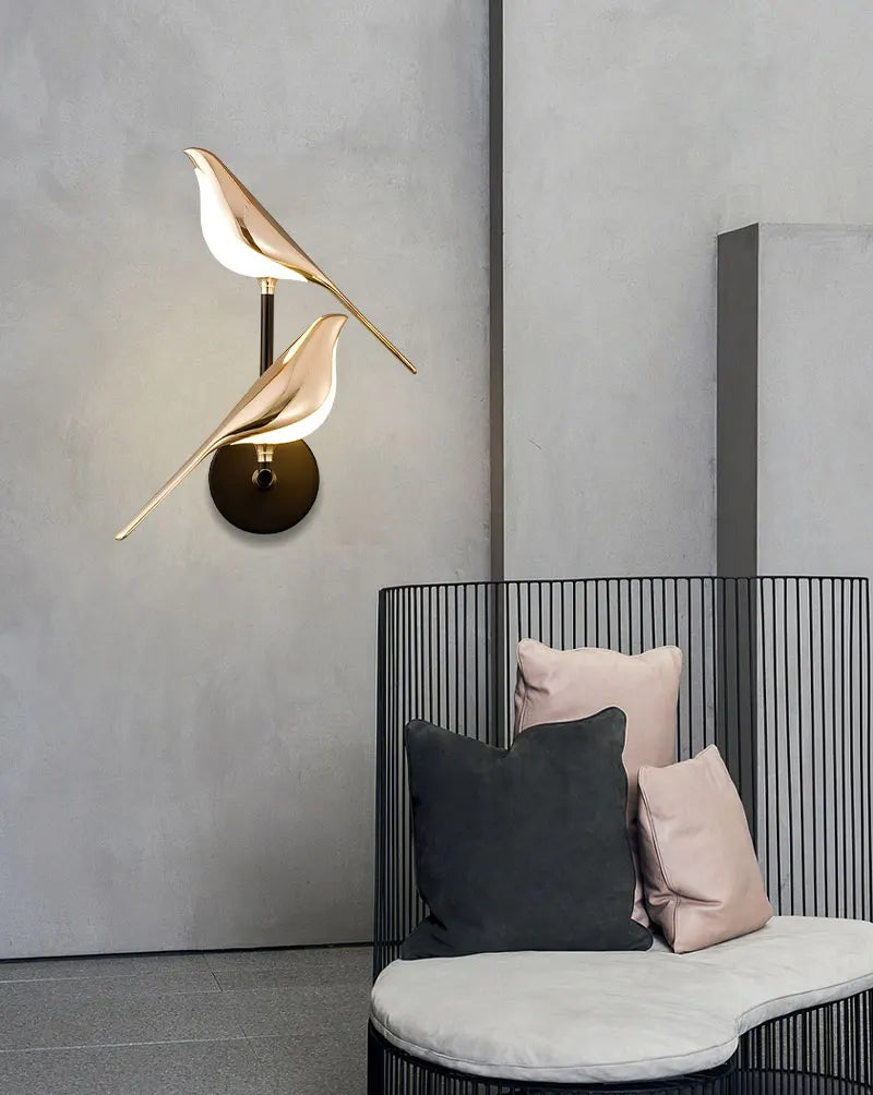 Lampade da Parete LED Girevoli a Forma di Uccello Magpie con Spina EU/US per Comodino, Camera da Letto, Lampade da Parete Nordiche, Applique per Cucina e Sala da Pranzo