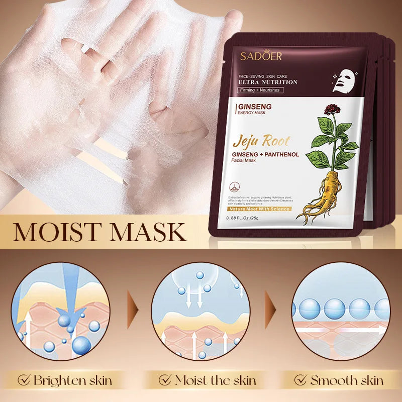 5 pz SADOER Radice di Pianta Maschera Per Il Viso Ginseng Sbiancamento Maschere Per Il Viso Idratante Rassodante Idratante Viso Copriletto Maschera Cura Della Pelle
