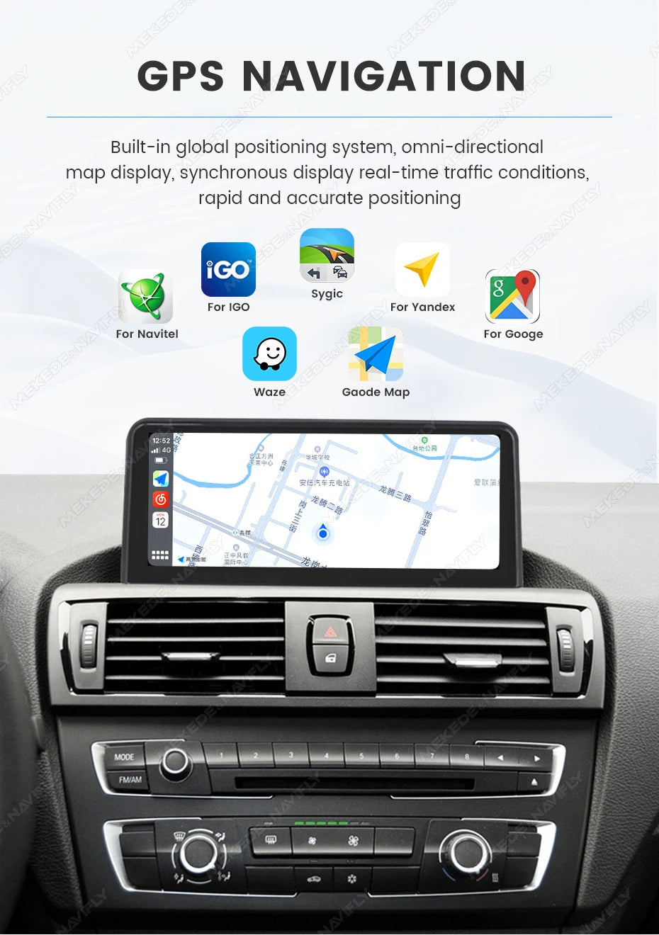 MEKEDE Sistema di Navigazione GPS Multimediale Wireless CarPlay Android Auto da 8,8 Pollici per BMW Serie 3/5 E60 E61 E63 E64 E90 E91 E92 E93 Schermo QLED Lettore Video 4K Autoradio