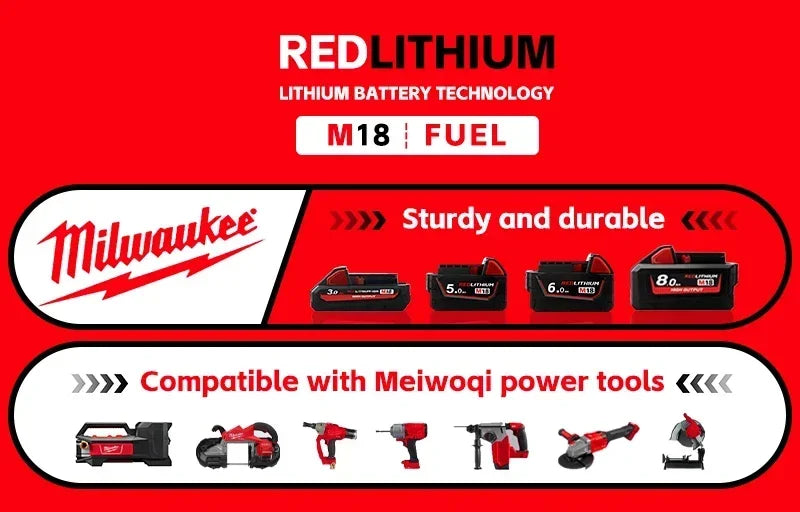 Nuova Batteria Milwaukee M18 8.0Ah ad Alta Potenza 18V Ricaricabile agli Ioni di Litio per Utensili Elettrici Cordless Milwaukee M18 Batteria 8Ah