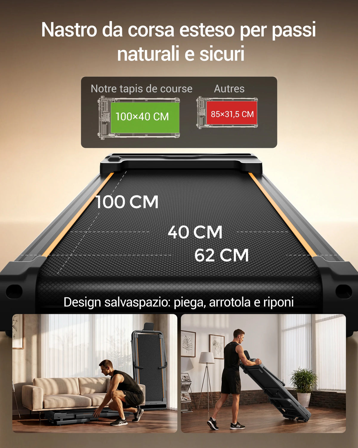 CURSOR FITNESS Tapis Roulant Pieghevole, Inclinazione Automatica 15%, Motore Brushless Silenzioso da 3.0HP, Display LED, Macchina Portatile per Corsa e Camminata Domestica