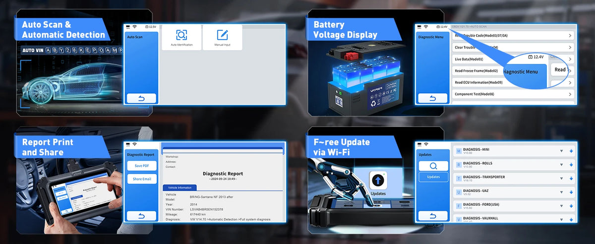 XTOOL D5S Strumenti diagnostici per auto ABS SRS Sistemi di trasmissione del motore Scanner OBD2 16+ servizi Tutte le funzioni Aggiornamento gratuito a vita
