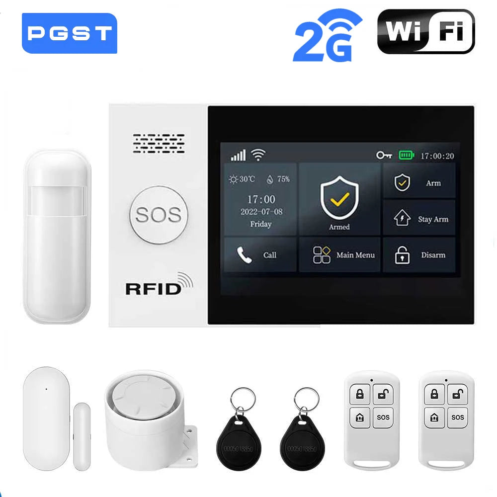 Sistema di allarme domestico wireless PGST, compatibile con Tuya, 4G/2G GSM WiFi, 433MHz, controllo da app, funziona con Alexa