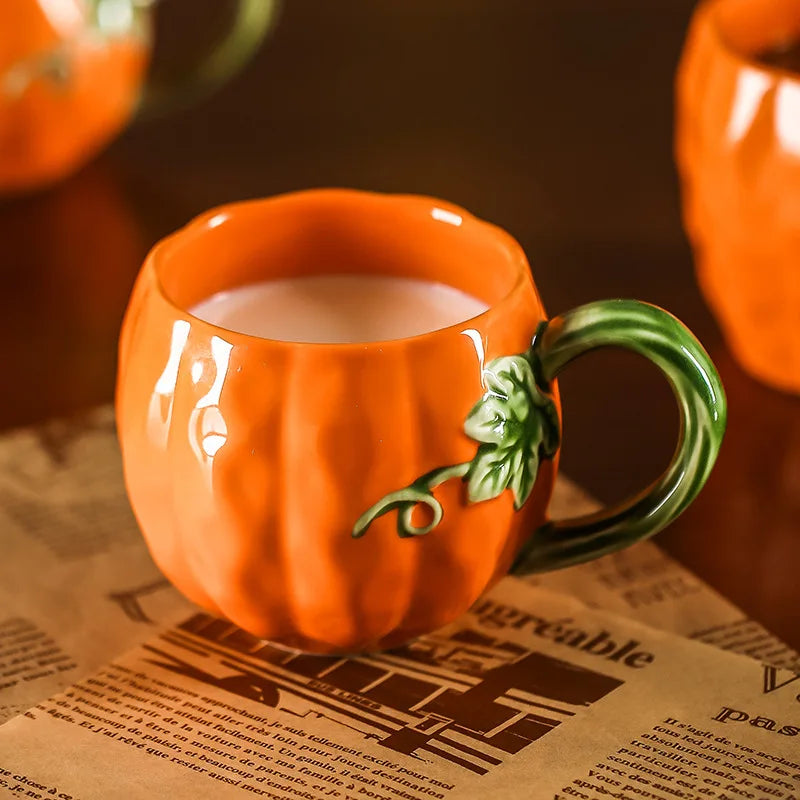 Tazza a Forma di Zucca Carina, Tazze Realistiche a Forma di Zucca, Stoviglie in Porcellana, Utensili per Bere, Tazze da Caffè, Tazze per il Tè Pomeridiano