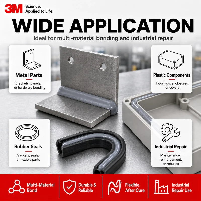 Adesivo Epossidico Originale 3M 2216 Scotch-Weld Grigio, Colla Strutturale Flessibile Bicomponente per Riparazione di Metallo, Gomma e Plastica