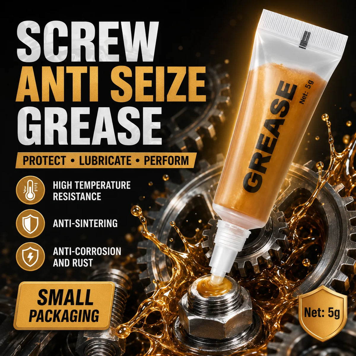 Grasso Antigrippante per Viti a Base di Rame 1100 ° Lubrificante antiruggine per filettature ad alta temperatura C per bulloni, dadi e valvole, 3 pezzi da 5g