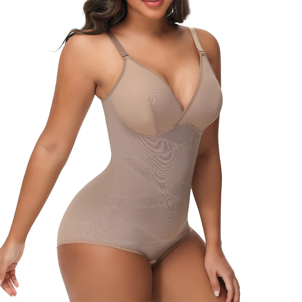 Body modellante per il corpo con controllo della pancia a vita incrociata per le donne Controllo completo del corpo con scollo a V Slip traspiranti in rete Intimo Sollevatore di testa