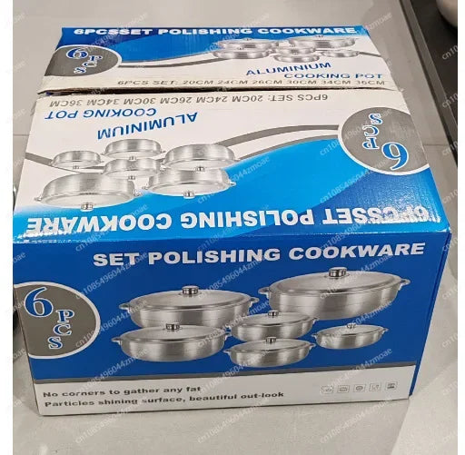 Set di 6 pentole in alluminio rinforzato, utensili da cucina di alta qualità con coperchi, pentole antiaderenti per zuppe e salse, ideali per la cucina di casa.