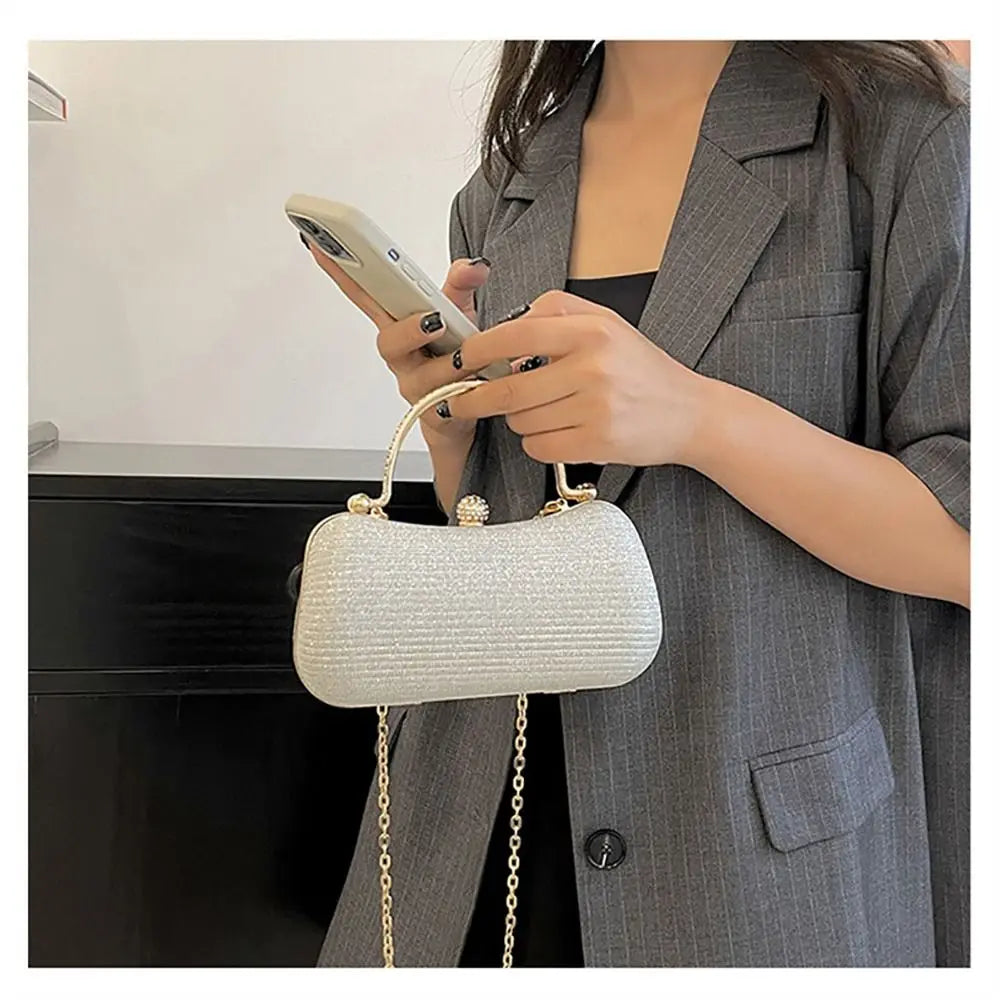 Borsa da sera da donna con perline da sposa Borsa da pranzo Borse a tracolla a catena Elegante pochette con strass Borsa da sera a forma di uovo