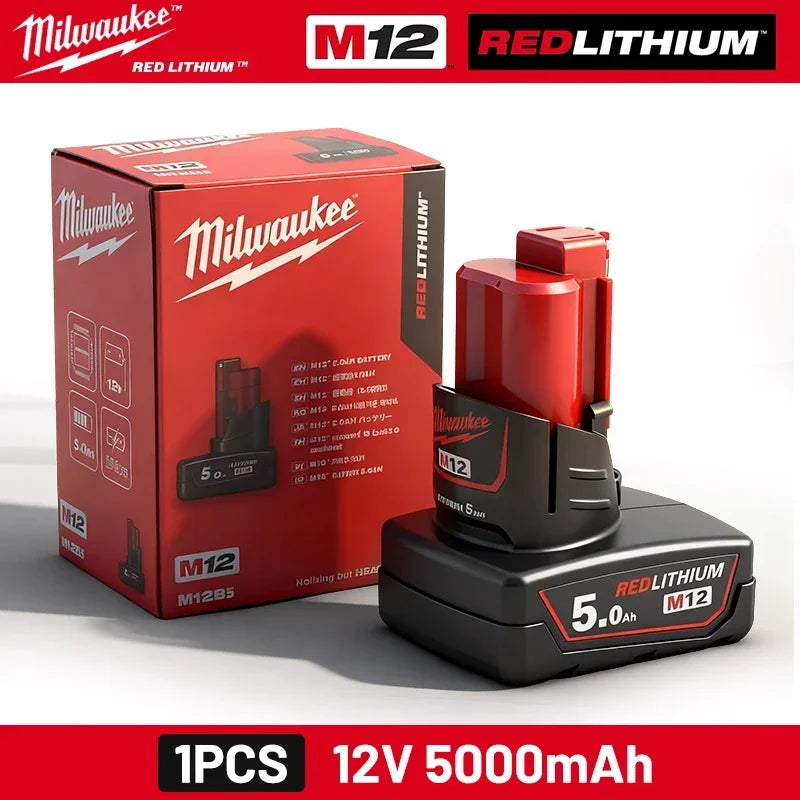 Batteria di ricambio Milwaukee 12V per 6.0Ah XC 48-11-2412 48-11-2440, compatibile con M12 Fuel MLW2553-20 2462-20
