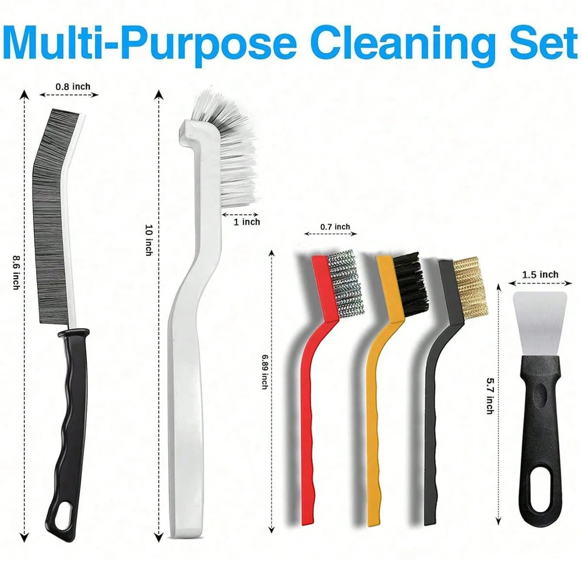 Set di 8/9 Spazzole per Pulizia Fessure, Accessori Multiuso a Setole Rigide per Cucina, Bagno, Angoli, Fughe, Lavandino