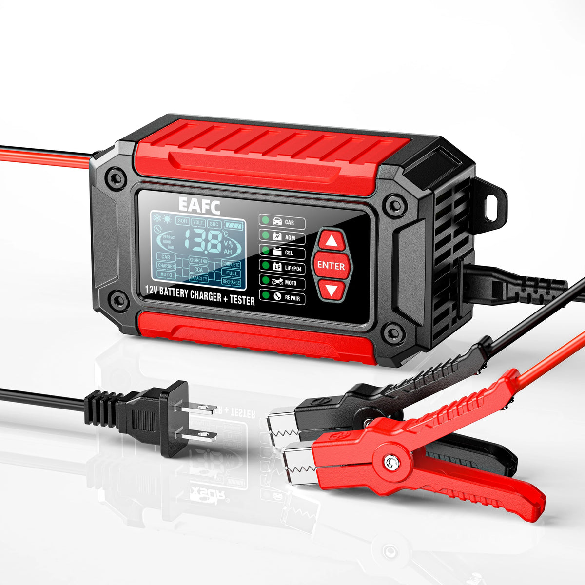 Nuovo 2in1 Smart Caricabatteria per auto Tester del sistema Analizzatore batteria per auto moto per batterie al litio LiFePo4 al piombo acido AGM GEL