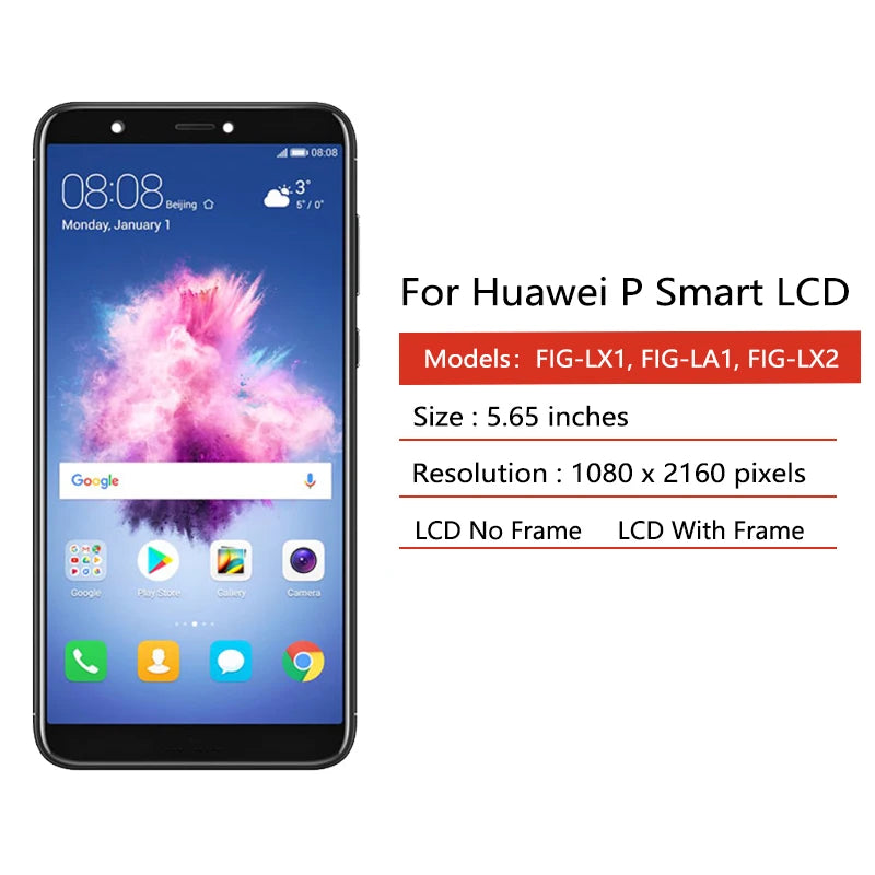 5.65 "Per Huawei P Smart 2018 LCD FIG-LX1 LX2 LX3 Display Touch Assemblea di Schermo Per Huawei Enjoy 7S LCD Parti di Ricambio
