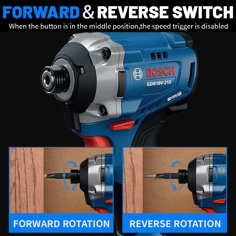 BOSCH GDR 18V-215 Trapano Avvitatore a Impatto Cordless Professionale 215 Nm Brushless con Attacco Esagonale Interno da 1/4" Utensili Elettrici GDR18V-215