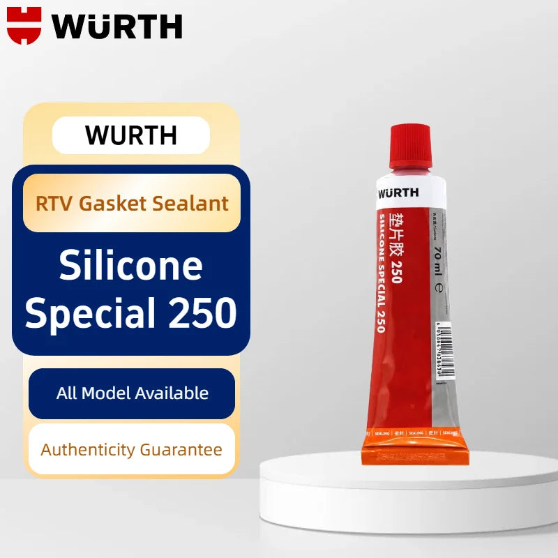 Silicone Speciale Wurth 250 Rosso 70ml RTV Sigillante per Guarnizioni ad Alta Temperatura per Coppa Olio Motore e Coperchio Valvole