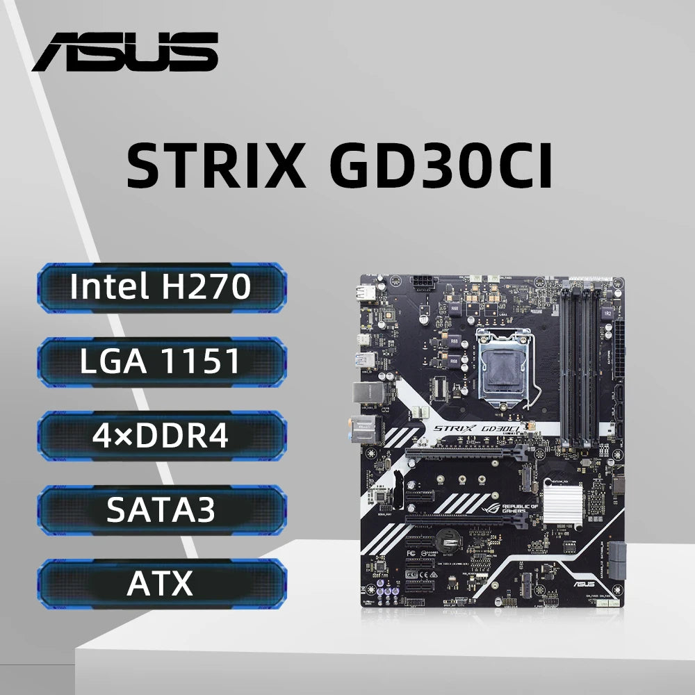 Scheda Madre ASUS ROG STRIX GD30CI H270 LGA1151 Compatibile con CPU i7 6700K 7700K i5 6500 7600 i3 6300 6100 6100T 4xDDR4 M.2 ATX