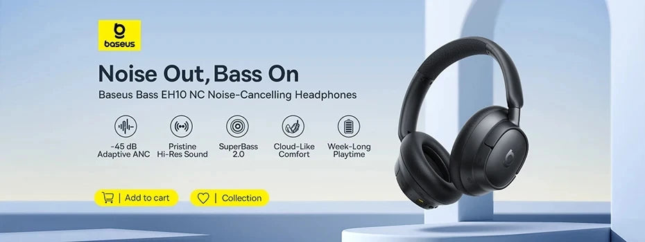 Cuffie Bluetooth Baseus Bowie MH1 con Cancellazione del Rumore 48dB, Hi-res LDAC, Cuffie Over-Ear, Auricolari Wireless
