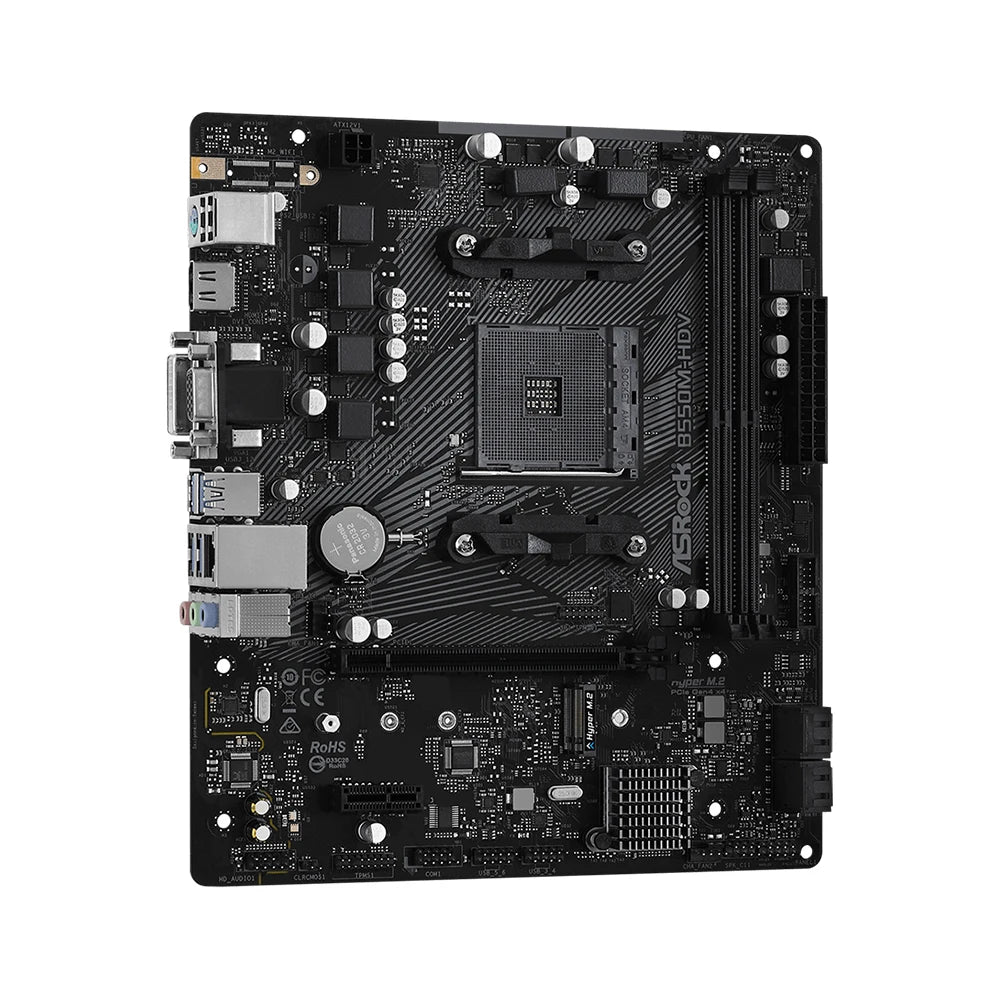 Scheda madre ASRock B550M-HDV, socket AM4, DDR4, 4733 MHz, 128 GB, PCIe 4.0, NVME M.2, formato MATX, compatibile con CPU Ryzen 5 5600, 5600G, 5700X3D, 5800X.