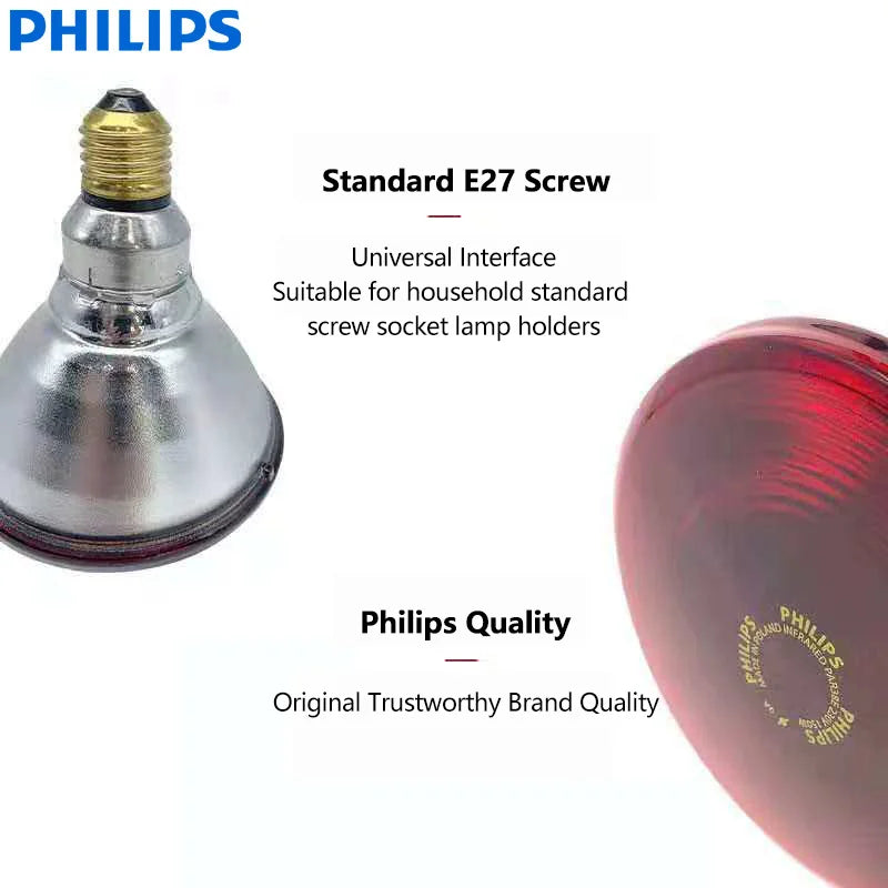 Lampada a infrarossi Philips PAR38 150W E27 Uso umano Luce incandescente a calore rosso IR Comfort Lampadina 230V per assistenza sanitaria e relax