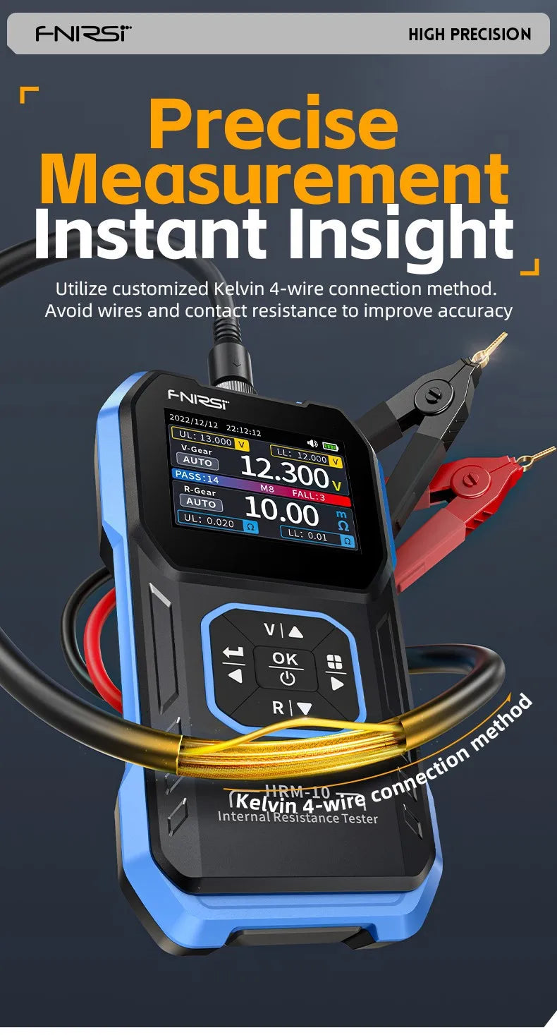 FNIRSI HRM-10 Tester di resistenza interna di tensione della batteria 18650 Tester di condensatori per batterie per auto con piombo al litio acido AC ad alta precisione